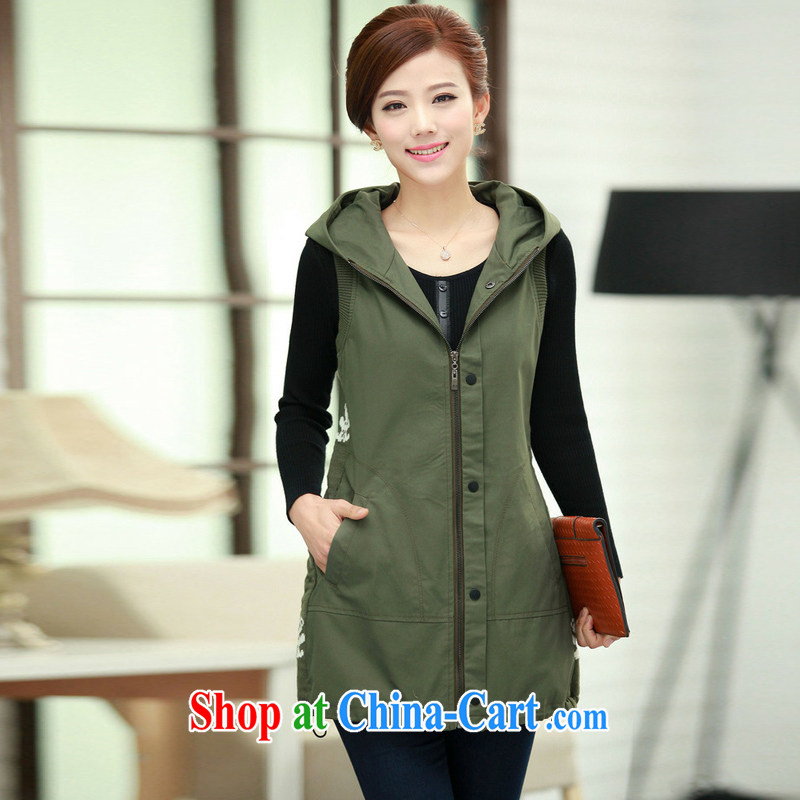 Pi-optimized Connie new spring beauty Korean version of the greater number of a female cotton, long wind jacket BW 09,820 green XXXL recommendations 150 - 165 jack, optimize, Connie, and shopping on the Internet