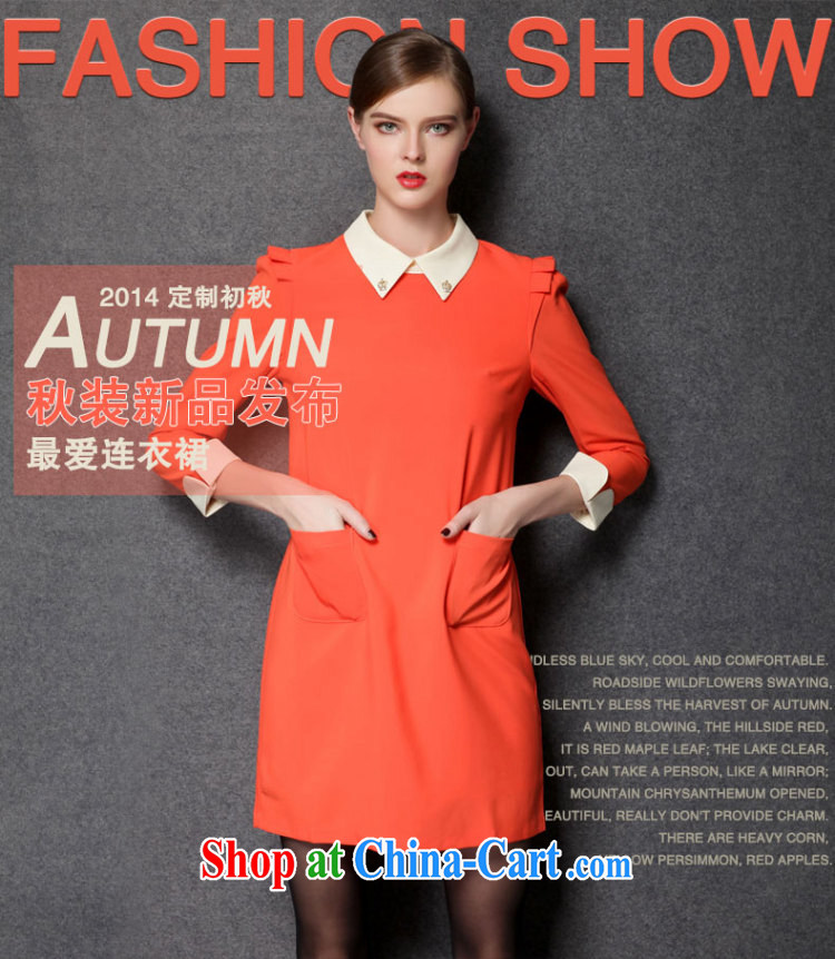 Ms Audrey EU focus and indeed XL dresses women's clothing thick mm autumn loaded loose model lapel long-sleeved skirt JW 1530 orange XXXXL pictures, price, brand platters! Elections are good character, the national distribution, so why buy now enjoy more preferential! Health