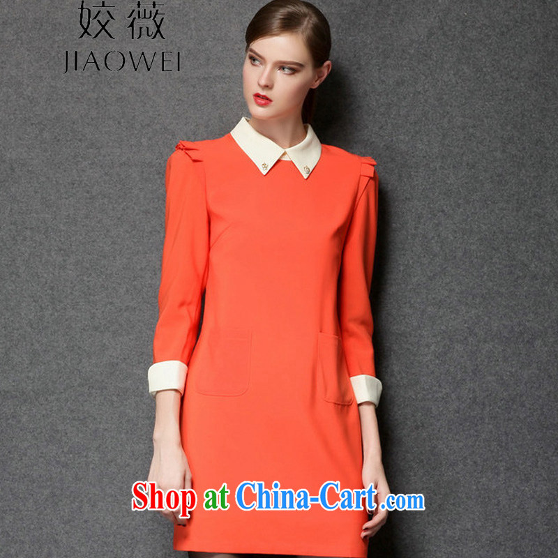 Ms Audrey EU focus and indeed XL dresses women's clothing thick mm autumn loaded loose model lapel long-sleeved skirt JW 1530 orange XXXXL
