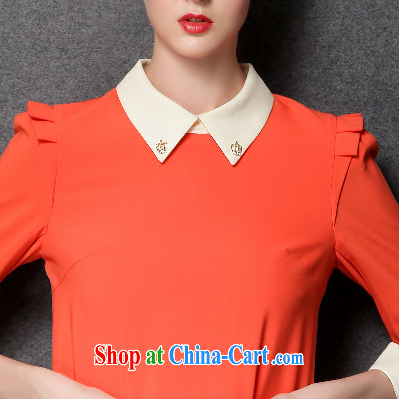 Ms Audrey EU focus is indeed the XL dresses women's clothing thick mm autumn is relaxed version, turn the collar long-sleeved skirt JW 1530 orange XXXXL crackdown, Ms Audrey EU Yuet-mee, jiaowei), online shopping