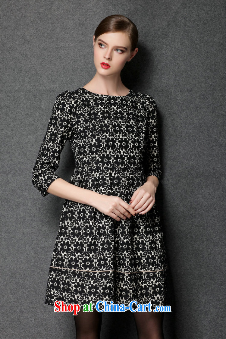 Kou Wei XL female dress mm thick winter flowers graphics thin round-collar 7 cuff princess, fluffy skirt JW 1550 black XXXXL pictures, price, brand platters! Elections are good character, the national distribution, so why buy now enjoy more preferential! Health