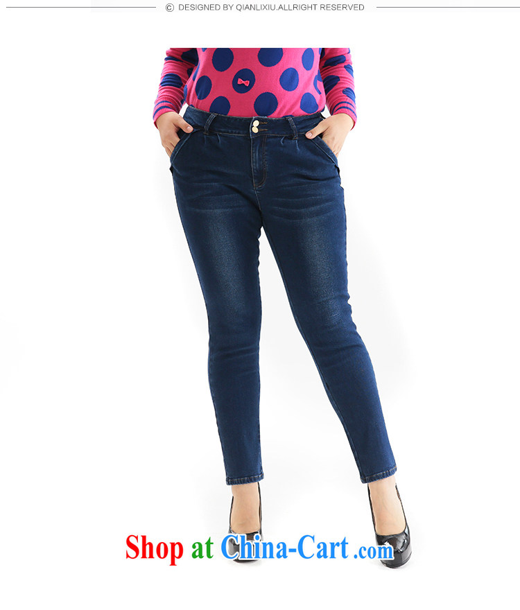 Slim LI Sau 2014 autumn new large, stylish female video skinny legs pencil money terrazzo floor white jeans Q 6102 cowboy blue 5XL pictures, price, brand platters! Elections are good character, the national distribution, so why buy now enjoy more preferential! Health