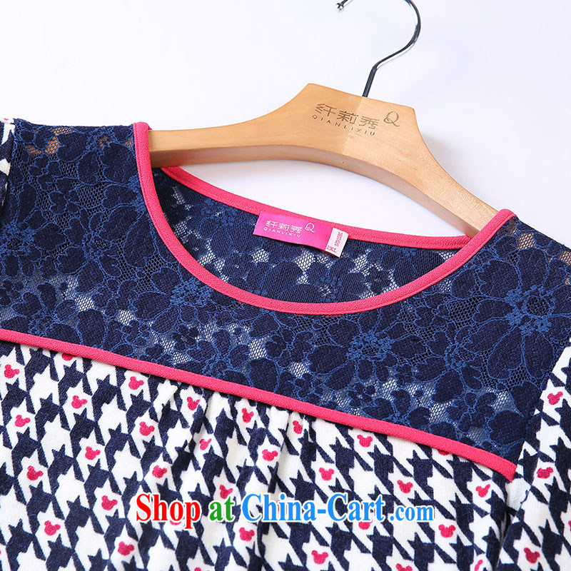Slim Li-su 2014 autumn new large, stylish women's clothing, 1000 bird, lace knitting dress Q 6189 deep royal blue XL, slim Li-su, and shopping on the Internet