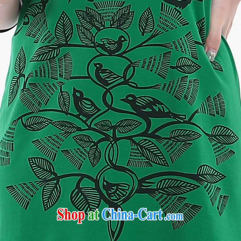 Laurie, flower 2014 thick sister and indeed increase, female fat mm summer stamp graphics thin dresses 6271 green 4 XL, Shani, flower (Sogni D'oro), and, shopping on the Internet