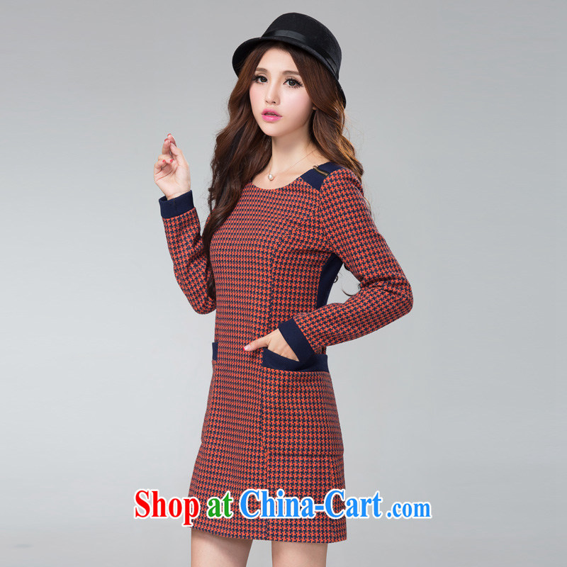 Cross-sectoral expertise provided MM fall and winter new larger women 1000 birds, thick sister graphics thin long-sleeved wool that the dress of the 2301 orange 5 XL, cross-sectoral provision (qisuo), online shopping