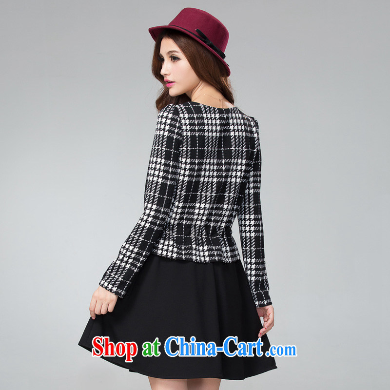 Cross-sectoral expertise provided MM autumn and winter, the larger female black-and-white, thick sister graphics thin false 2 long-sleeved dresses Item No. 2300 black 2 XL, cross-sectoral provision (qisuo), shopping on the Internet