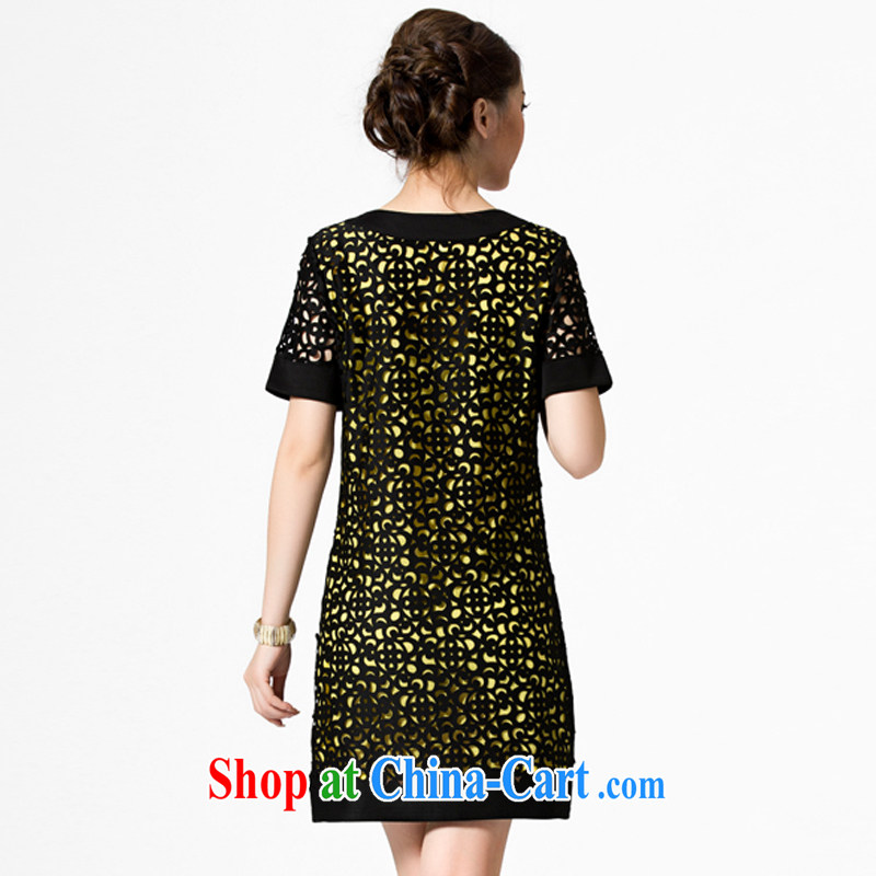 South Korea according to her 2015 female new Korean version the code female graphics thin ice woven short-sleeved T shirts dresses women 1009 yellow 3 XL, Korea according to Connie (Hanye Ninie), online shopping