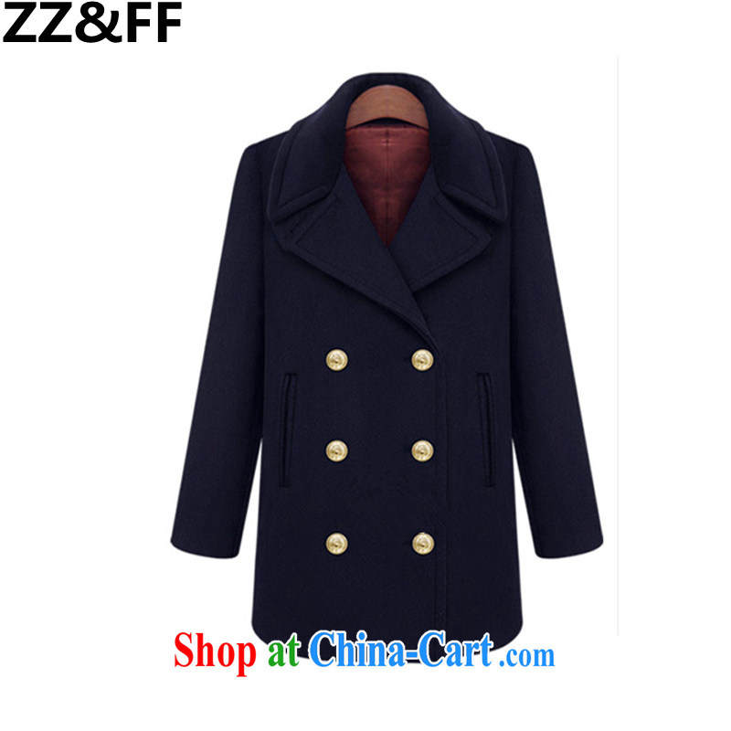 ZZ _FF 2015 spring new European winter graphics thin increase the ventricular hypertrophy, female Installed? The coat hair coat is hidden cyan XXXXXL