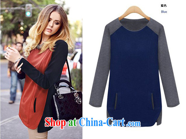 Colorful nickname Julia 2015 the code female autumn is new, the FAT and FAT sister autumn and winter, pocket solid shirt relaxed casual soft cotton long T shirts blue XXXL pictures, price, brand platters! Elections are good character, the national distribution, so why buy now enjoy more preferential! Health