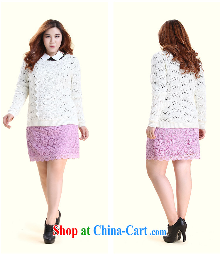 Slim Li-su 2014 autumn new, larger ladies stylish lace lace long-sleeved ribbed knitted sweaters Q 5833 m White 2XL pictures, price, brand platters! Elections are good character, the national distribution, so why buy now enjoy more preferential! Health