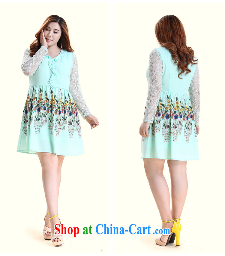 Slim Li Su-new, larger female flouncing lace stamp 100 hem A swing dresses Q 5881 powder blue 4 XL pictures, price, brand platters! Elections are good character, the national distribution, so why buy now enjoy more preferential! Health