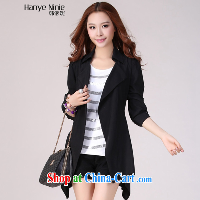 In accordance with South Korea Connie 2015 spring on the new larger ladies windbreaker, long Graphics thin jacket 1190 black XXXXXL, Korea in accordance with Connie (Hanye Ninie), shopping on the Internet