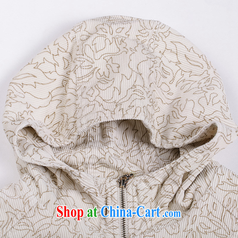 Milan sign middle-aged and older women with autumn long-sleeved jacket middle-aged female T-shirt winter corduroy jacket WF 340,002 white L, Milan (MILANDON), shopping on the Internet