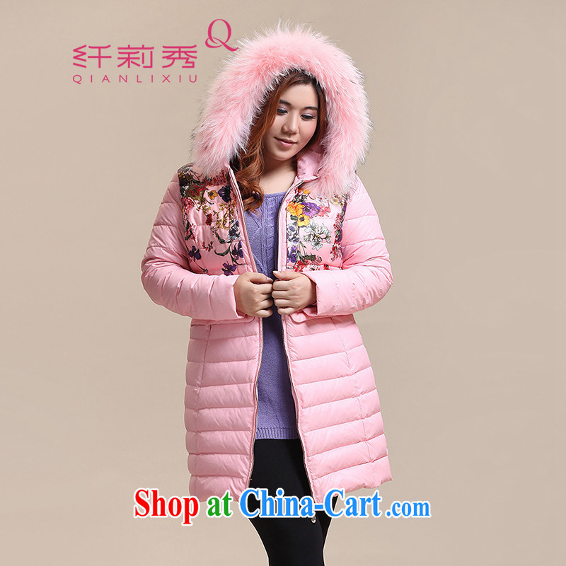 Slim LI Sau 2014 autumn and winter new larger female stylish stamp duty in cultivating long jacket coat Q 6110 pink 4 XL
