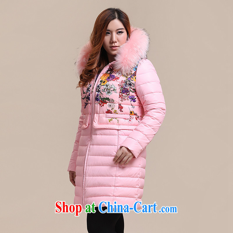 Slim LI Sau 2014 autumn and winter new, larger female fashion stamp duty in cultivating long jacket coat Q 6110 pink 4 XL, slim Li-su, and shopping on the Internet