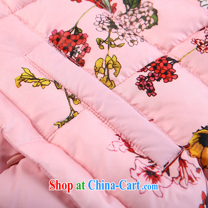 Slim LI Sau 2014 autumn and winter new, larger female fashion stamp duty in cultivating long jacket coat Q 6110 pink 4 XL, slim Li-su, and shopping on the Internet