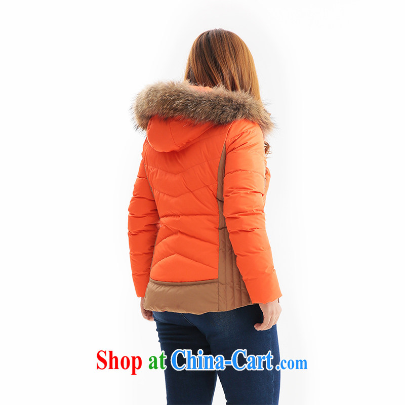 Slim LI Sau 2014 autumn and winter new, larger female hit-color beauty warm jacket coat Q 6097 orange 3 XL, slim Li-su, and shopping on the Internet