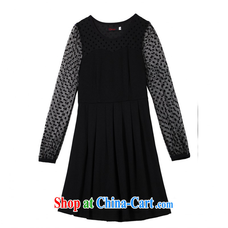 The delivery package as soon as possible by the fat increase, female dresses Korean OL commuter career wave-stitching long-sleeved knitted solid skirt Lady Black black 4 XL approximately 185 - 200 jack, land is still the clothes, and, on-line shopping