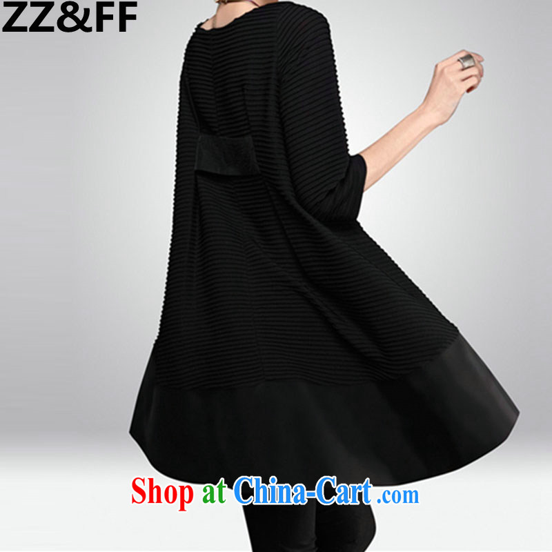 ZZ &FF 2015 spring new 100 hem loose dress, long, thick MM maximum number per 7 cuffs fall and winter solid dress black S, ZZ &FF, shopping on the Internet