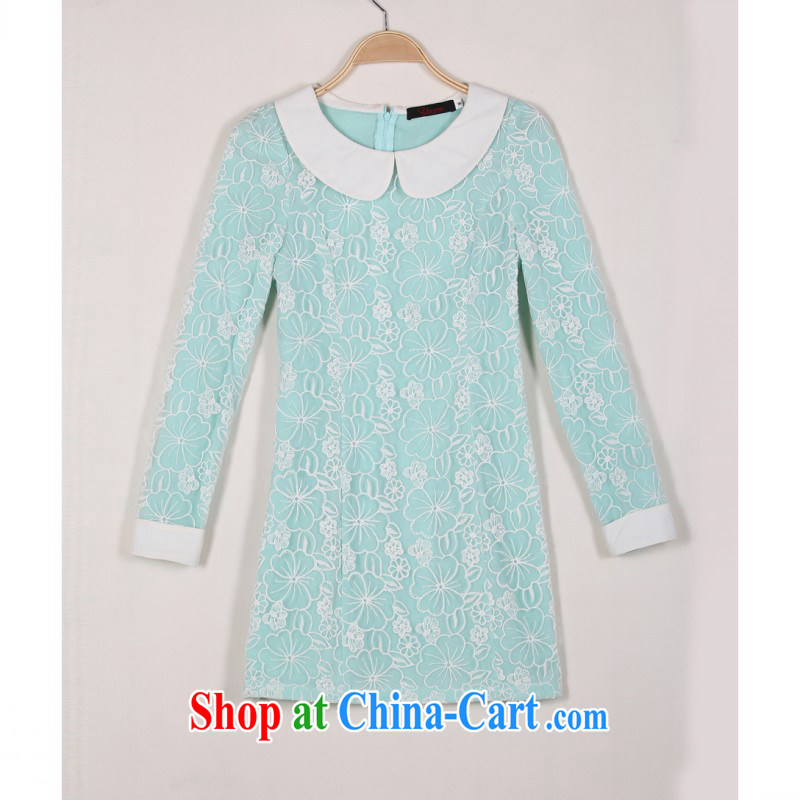 The delivery package as soon as possible by the fertilizer XL dresses 2014 new autumn the Korean edition elegant OL aura dolls for lace beauty day blue XL approximately 120 - 130 jack, land is still the garment, shopping on the Internet