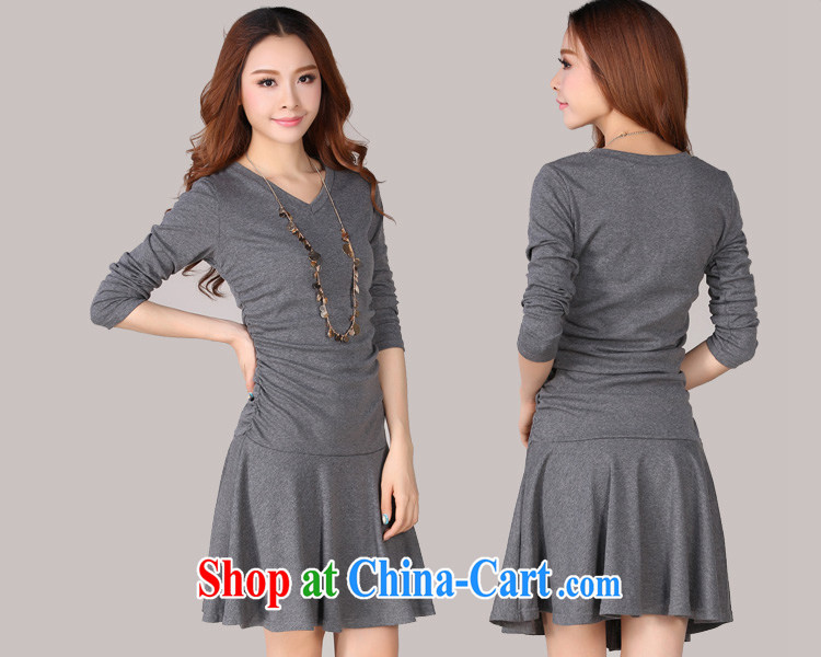 The delivery package as soon as possible by the fat increase, female dresses 2014 fall and winter season new minimalist V collar stretch long-sleeved thin waist skirts knitted gray XXL approximately 140 - 160 Jack pictures, price, brand platters! Elections are good character, the national distribution, so why buy now enjoy more preferential! Health