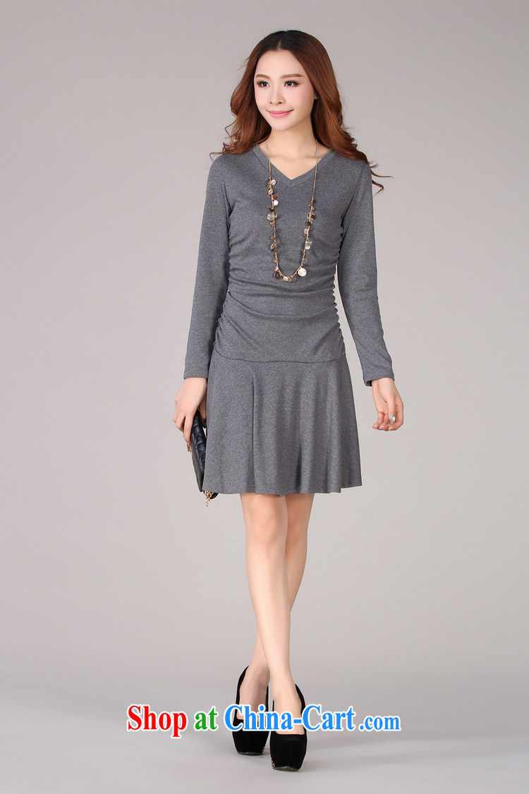 The delivery package as soon as possible by the fat increase, female dresses 2014 fall and winter season new minimalist V collar stretch long-sleeved thin waist skirts knitted gray XXL approximately 140 - 160 Jack pictures, price, brand platters! Elections are good character, the national distribution, so why buy now enjoy more preferential! Health