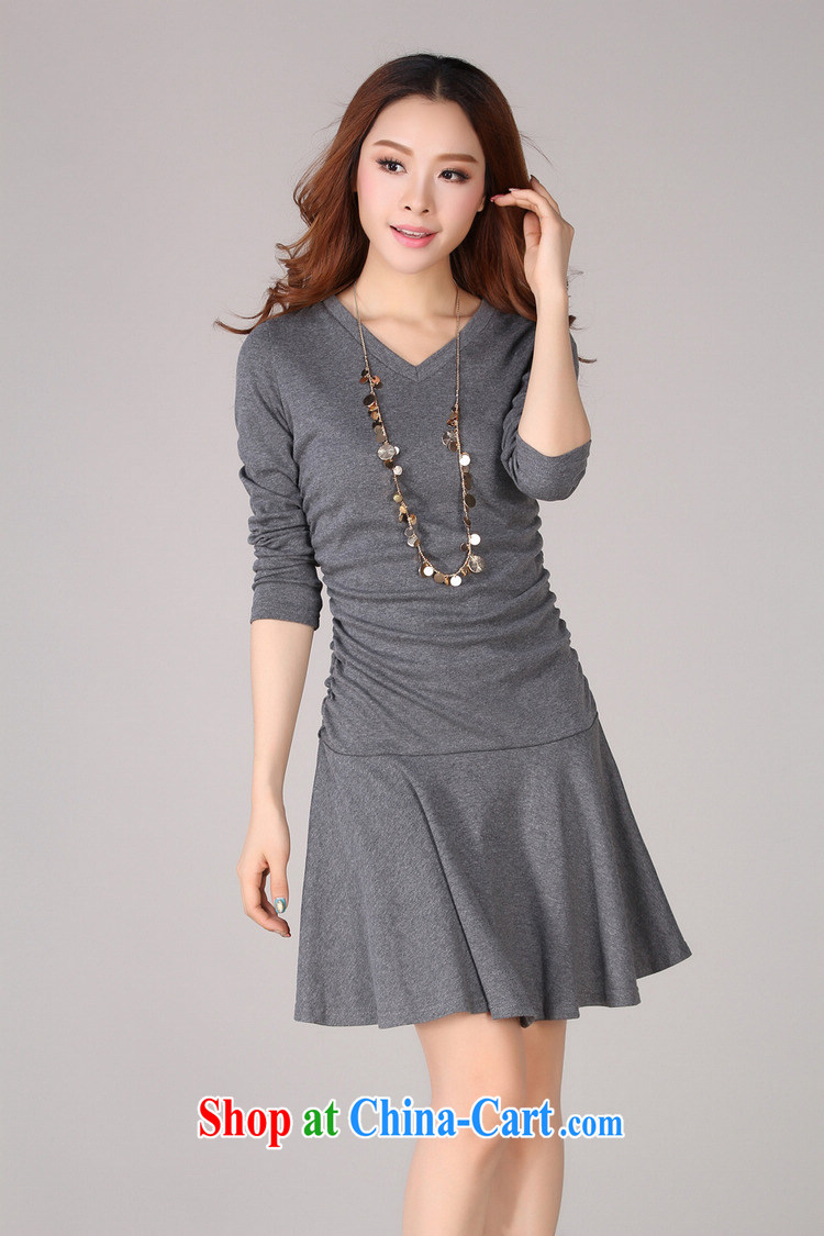 The delivery package as soon as possible by the fat increase, female dresses 2014 fall and winter season new minimalist V collar stretch long-sleeved thin waist skirts knitted gray XXL approximately 140 - 160 Jack pictures, price, brand platters! Elections are good character, the national distribution, so why buy now enjoy more preferential! Health