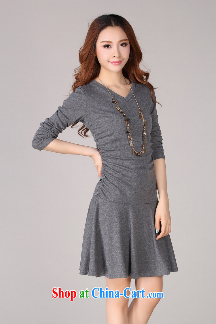 The delivery package as soon as possible by the fat increase, female dresses 2014 fall and winter season new minimalist V collar stretch long-sleeved thin waist skirts knitted gray XXL approximately 140 - 160 Jack pictures, price, brand platters! Elections are good character, the national distribution, so why buy now enjoy more preferential! Health