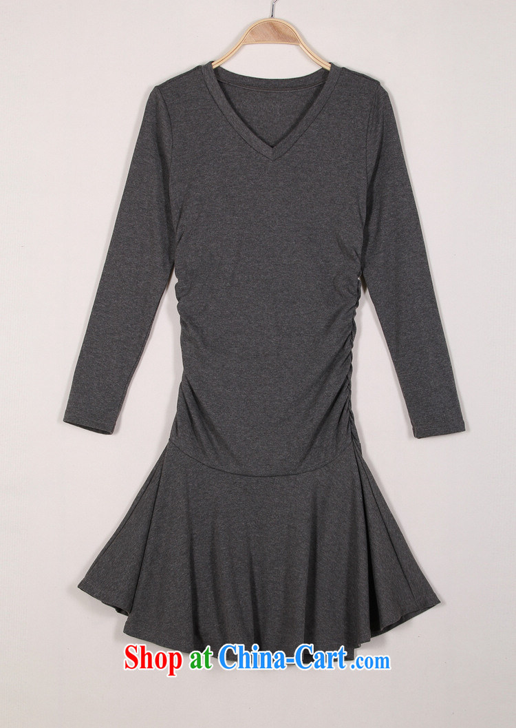 The delivery package as soon as possible by the fat increase, female dresses 2014 fall and winter season new minimalist V collar stretch long-sleeved thin waist skirts knitted gray XXL approximately 140 - 160 Jack pictures, price, brand platters! Elections are good character, the national distribution, so why buy now enjoy more preferential! Health