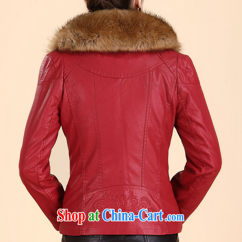The line takes the work a flap-back the code quilted coat the commute the Code women leather jacket PU large code jacket 4693 - 8 deep red 5 XL, sea routes, and, shopping on the Internet