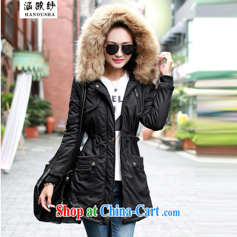 Covering the yarn students women quilted coat, long, thick cultivating the code winter jackets camouflage cotton suit Female Korean version the lint-free cloth winter cotton suit orange XXXL, covering the yarn (Hanousha), online shopping