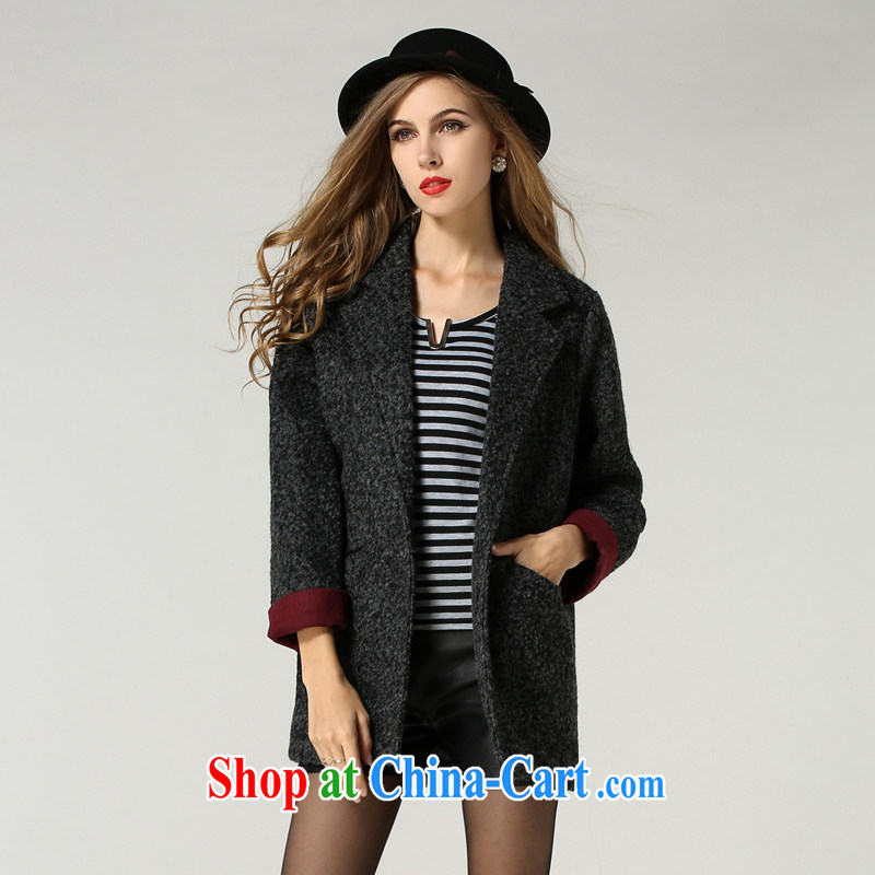 Connie's dream 2014 new autumn and winter in Europe and America with high-end up, women in short about the waist is gross jacket solid color style stylish suits for coat s 1215 gray XXXXXL, Connie dreams, shopping on the Internet