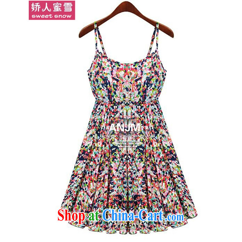 Aviation, honey thick snow in mm long sleeveless beach dress summer the code loose straps dress bohemian floral skirt picture color 4 XL, aviation, honey and snow, and Internet shopping