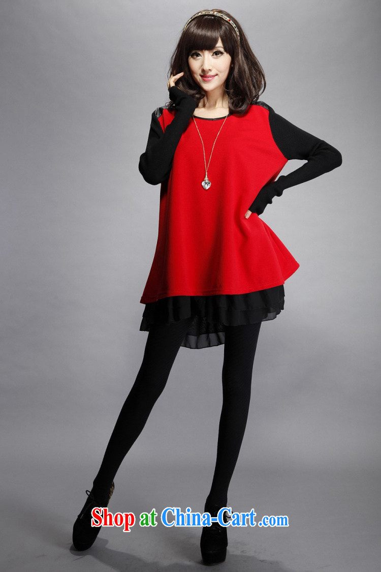 5 the 2014 new autumn and winter, the female Korean relaxed thick sister dresses thick mm video thin skirt 9130 red XXXXL pictures, price, brand platters! Elections are good character, the national distribution, so why buy now enjoy more preferential! Health