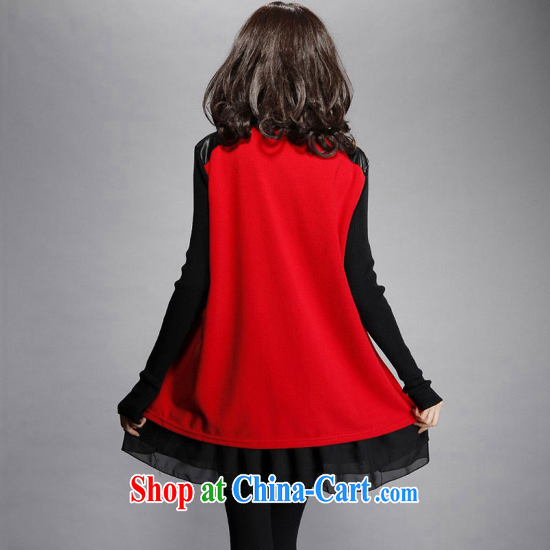 5 the 2014 new autumn and winter, the female Korean relaxed thick sister dresses thick mm video thin skirt 9130 red XXXXL, 5 following (five charms, and shopping on the Internet