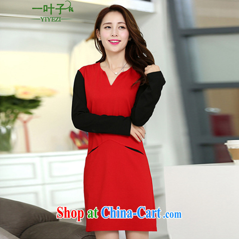 A leaf 2014 autumn and winter new and indeed increase Korean Beauty large code dress orange XXXXXL, a leaf, and, shopping on the Internet