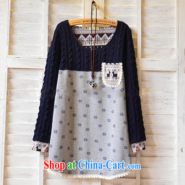 According to his conscience, 2015 spring New Sum female snow deer loose the code stitching, Yi T pension female DD 91 dark blue XXXXL pictures, price, brand platters! Elections are good character, the national distribution, so why buy now enjoy more preferential! Health