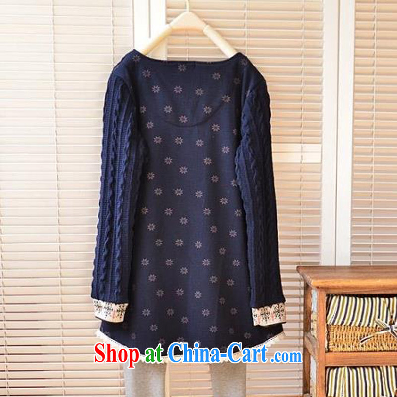 According to his conscience, 2015 spring New Sum female wind snow deer loose the code stitching, Yi T pension female DD 91 dark blue XXXXL, according to his conscience, and shopping on the Internet