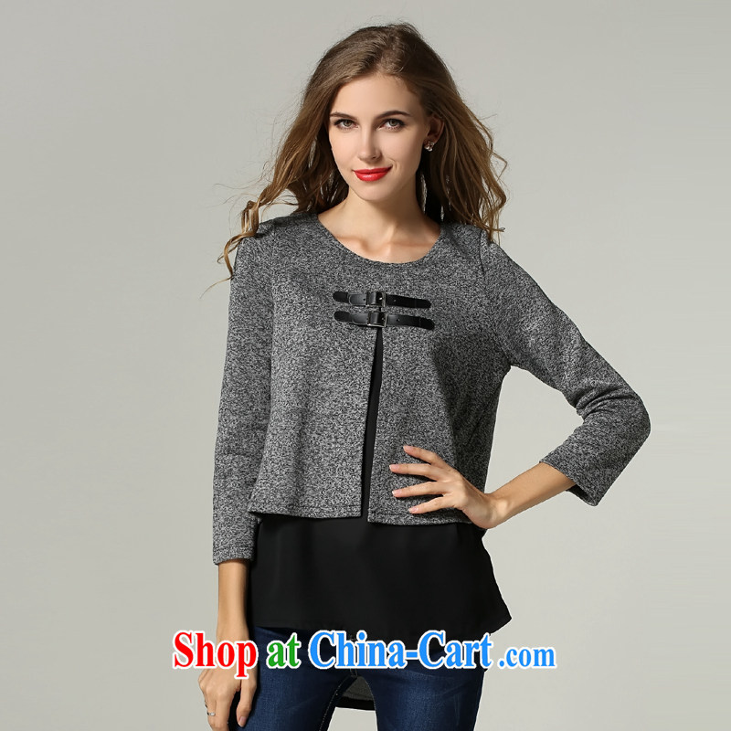 The Connie dream autumn 2014 the new European and American high-end and indeed increase, women leave two loose T shirts solid color tile with solid long-sleeved T-shirt s 9962 gray XXXXXL, Connie dreams, shopping on the Internet