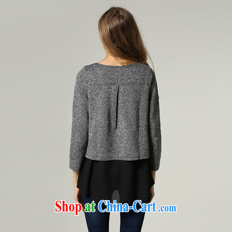 The Connie dream autumn 2014 the new European and American high-end and indeed increase, women leave two loose T shirts solid color tile with solid long-sleeved T-shirt s 9962 gray XXXXXL, Connie dreams, shopping on the Internet