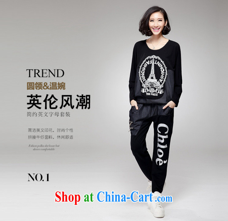Eternal show the code women video thin package thick sister 2015 spring new thick mm thick, graphics thin, stylish european leisure T-shirt pants two piece black 4XL (160 jack - 180 Jack through) pictures, price, brand platters! Elections are good character, the national distribution, so why buy now enjoy more preferential! Health