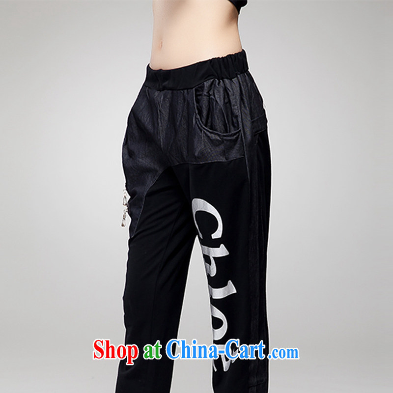 Eternal show the code women video thin package thick sister 2015 spring new thick mm thick, graphics thin, stylish european leisure T-shirt pants two piece black 4XL (160 jack - 180 jack wear), eternal, and the show, and online shopping