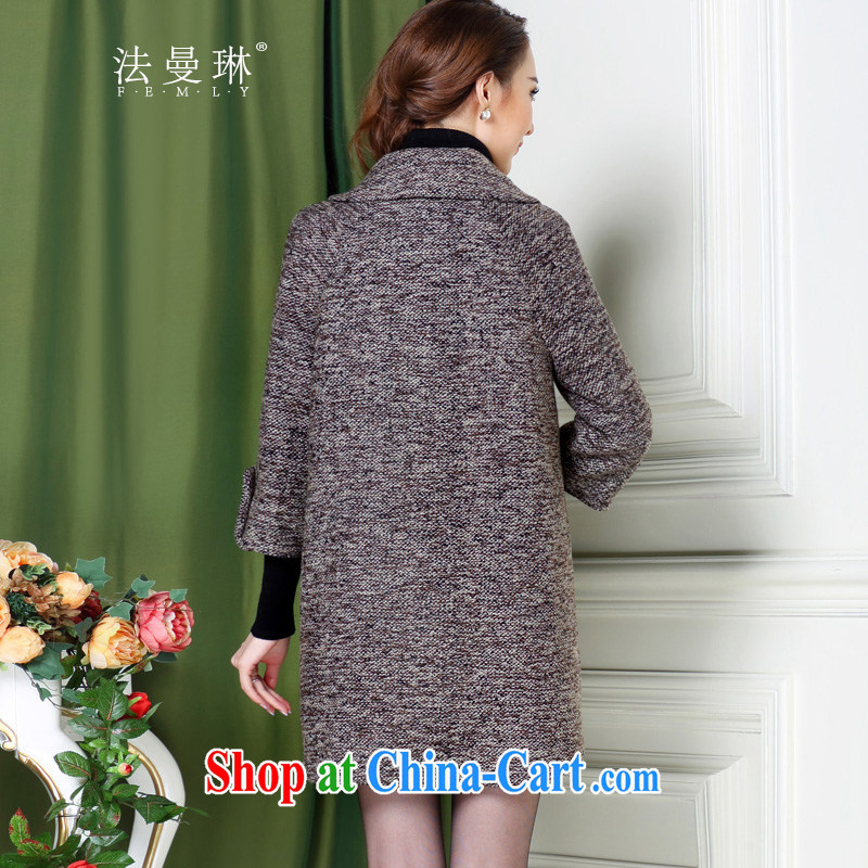 Law FEMLY Cayman Lin 2014 winter clothing new, what gross jacket women in long, elegant 9 cuff click the snap jacket 5137 brown XXXXL, the Cayman Lin, shopping on the Internet
