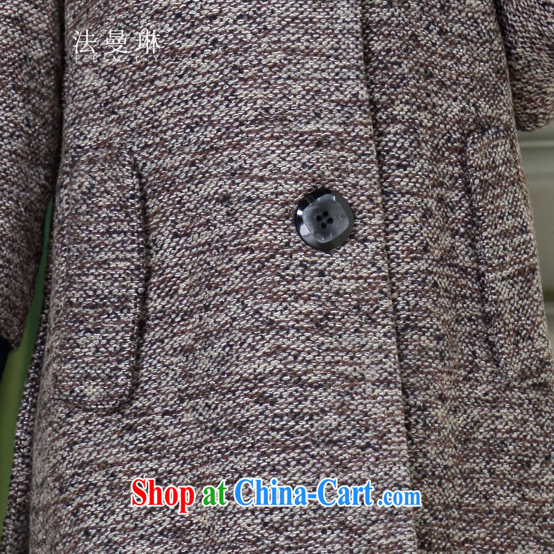 Law FEMLY Cayman Lin 2014 winter clothing new, what gross jacket women in long, elegant 9 cuff click the snap jacket 5137 brown XXXXL, the Cayman Lin, shopping on the Internet