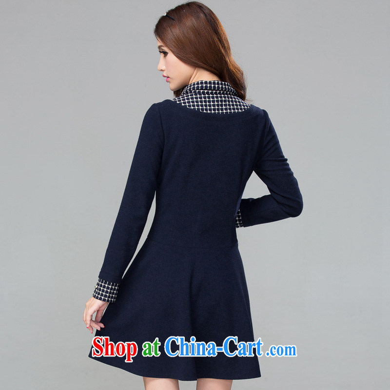 cheer for Fall/Winter new products, women with thick mm College style sub-graphics thin XL long-sleeved dress of the 2311 royal blue 4 XL, cross-sectoral provision (qisuo), shopping on the Internet