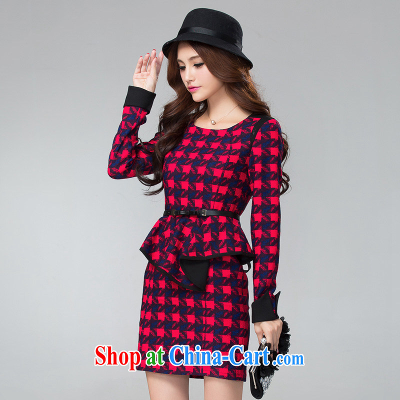 cheer for autumn and winter, the Code women mm thick larger dresses classic tartan video thin large women's clothing the number 2306 red 2 XL, cross-sectoral provision (qisuo), online shopping