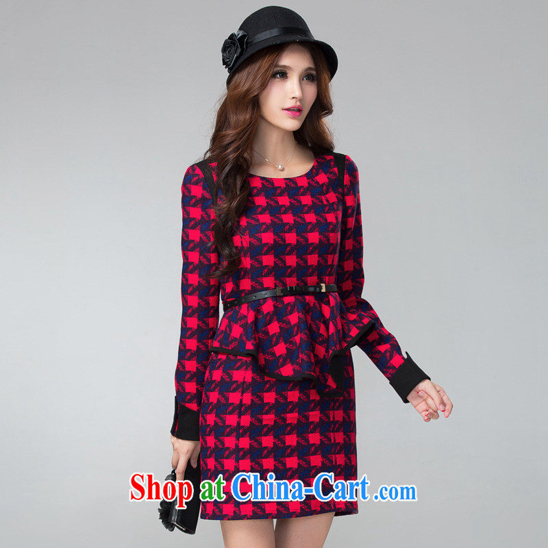 cheer for autumn and winter, the Code women mm thick larger dresses classic tartan video thin large women's clothing the number 2306 red 2 XL, cross-sectoral provision (qisuo), online shopping