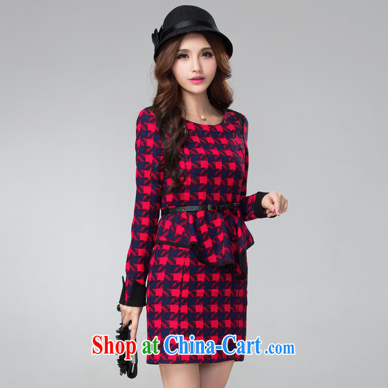 cheer for autumn and winter, the Code women mm thick larger dresses classic tartan video thin large women's clothing the number 2306 red 2 XL, cross-sectoral provision (qisuo), online shopping