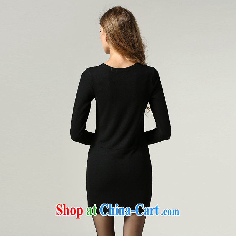 Connie's dream European and American high-end large, female 2014 new autumn the doll for cultivating dresses simple and stylish solid-colored long-sleeved style further than 1003 s black XXXXXL, Anne's dream, and shopping on the Internet