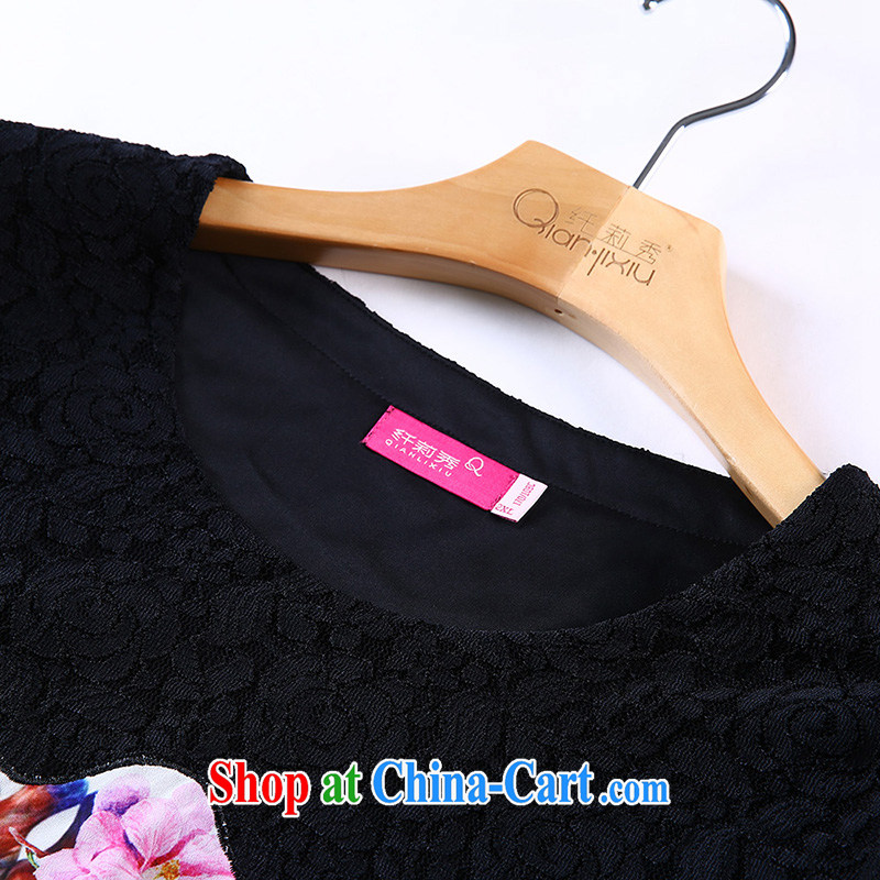 Slim Li-su 2014 autumn new, larger female rose-bubble cuff stitching does not rule lace T-shirt Q 5700 purple 4 XL, slim Li-su, and, online shopping